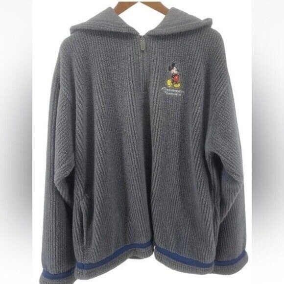 Visions Resortwear Men's Hooded Sweater Sz XL Mickey Mouse Orlando Florida Gray - Picture 1 of 11